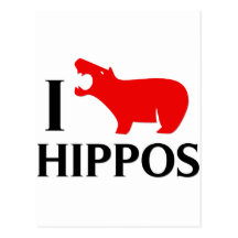 I Love Hippos Post Card