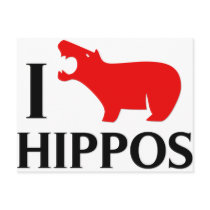 I Love Hippos Post Card