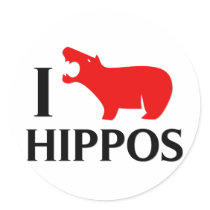 I Love Hippos Round Sticker