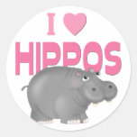 I Love Hippos Stickers
