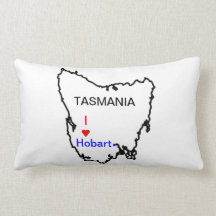 I love Hobart in a map of Tasmania. Throw Pillows