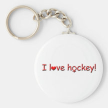I love hockey!-Female Key Chains