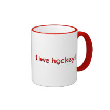 I love hockey-female player+female symbol coffee mugs