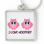 I Love Hooters Breast Cancer Awareness Keychain