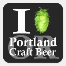 I love (hop) Portland, OR craft beer! Square Stickers