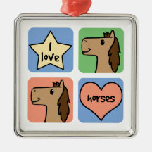 I Love Horses Christmas Ornament