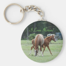 I Love Horses! Mare & Foal Keychain