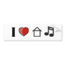 I Love House Music Bumper Sticker