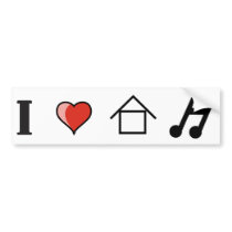 I Love House Music Club Clubbing Bumper Sticker