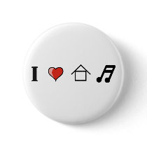 I Love House Music Club Clubbing Pin