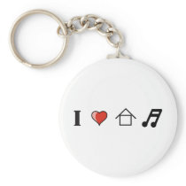 I Love House Music Club Clubbing Keychains