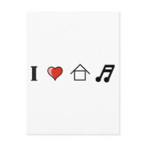 I Love House Music Club Clubbing Postcards