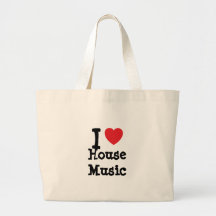 I love House Music heart custom personalized Tote Bags