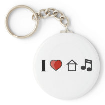I Love House Music Key Chain