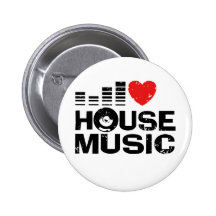 I Love House Music Pinback Buttons