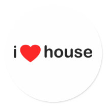 I Love House Round Sticker