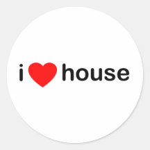 I Love House Round Sticker