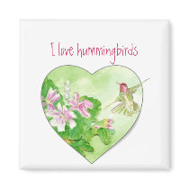 I love Hummingbirds, Bird Collection Fridge Magnet