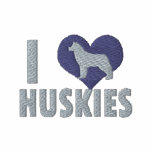I Love Huskies Ladies Blue embroidered shirts