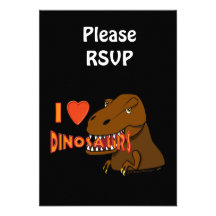 I Love I Heart Dinosaurs Cartoon Tyrranosaurus Rex Custom Invites