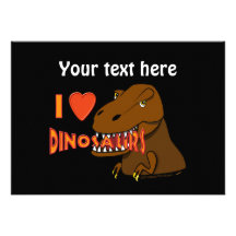I Love I Heart Dinosaurs Cartoon Tyrranosaurus Rex Announcements