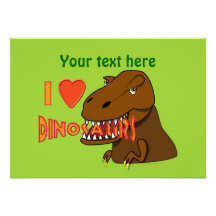 I Love I Heart Dinosaurs Cartoon Tyrranosaurus Rex Personalized Announcements