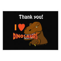 I Love I Heart Dinosaurs Cartoon Tyrranosaurus Rex Personalized Announcement