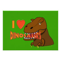 I Love I Heart Dinosaurs Cartoon Tyrranosaurus Rex Custom Invites