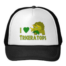 I Love (I Heart) Triceratops Cute Dinosaur Mesh Hats
