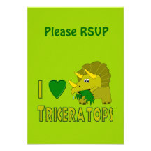 I Love (I Heart) Triceratops Cute Dinosaur Personalized Announcements