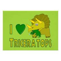 I Love (I Heart) Triceratops Cute Dinosaur Personalized Invitations