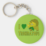 I Love (I Heart) Triceratops Cute Dinosaur Keychain