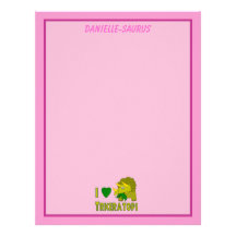 I Love (I Heart) Triceratops Cute Dinosaur Custom Letterhead