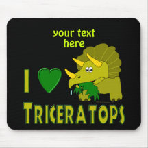 I Love (I Heart) Triceratops Cute Dinosaur Mouse Pad