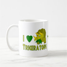 I Love (I Heart) Triceratops Cute Dinosaur Mugs