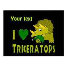 I Love (I Heart) Triceratops Cute Dinosaur Postcard