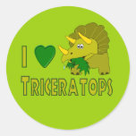 I Love (I Heart) Triceratops Cute Dinosaur Round Sticker