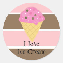 I Love Ice Cream Round Stickers