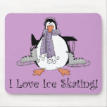 I Love Ice Skating Penguin Tees and Gifts mousepads