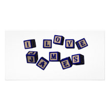 I love James toy blocks in blue Photo Card Template