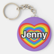 I love Jenny. I love you Jenny. Heart Key Chain