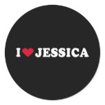 I LOVE JESSICA ROUND STICKERS
