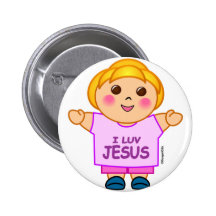 I love Jesus little girl religious gift design Pinback Button