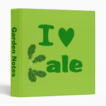 I Love Kale (I Heart Kale) Vegetable/Gardener 3 Ring Binders