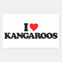 I LOVE KANGAROOS RECTANGLE STICKER