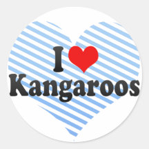I Love Kangaroos Round Stickers