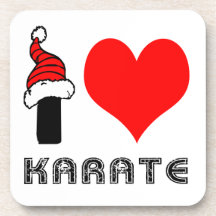 I Love Karate Design Beverage Coaster