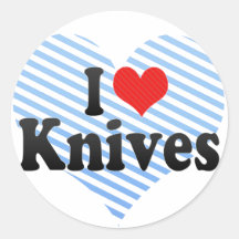 I Love Knives Round Sticker