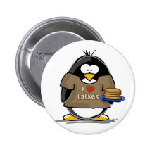 I Love Latkes Penguin Button