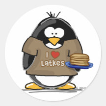 I Love Latkes Penguin Sticker